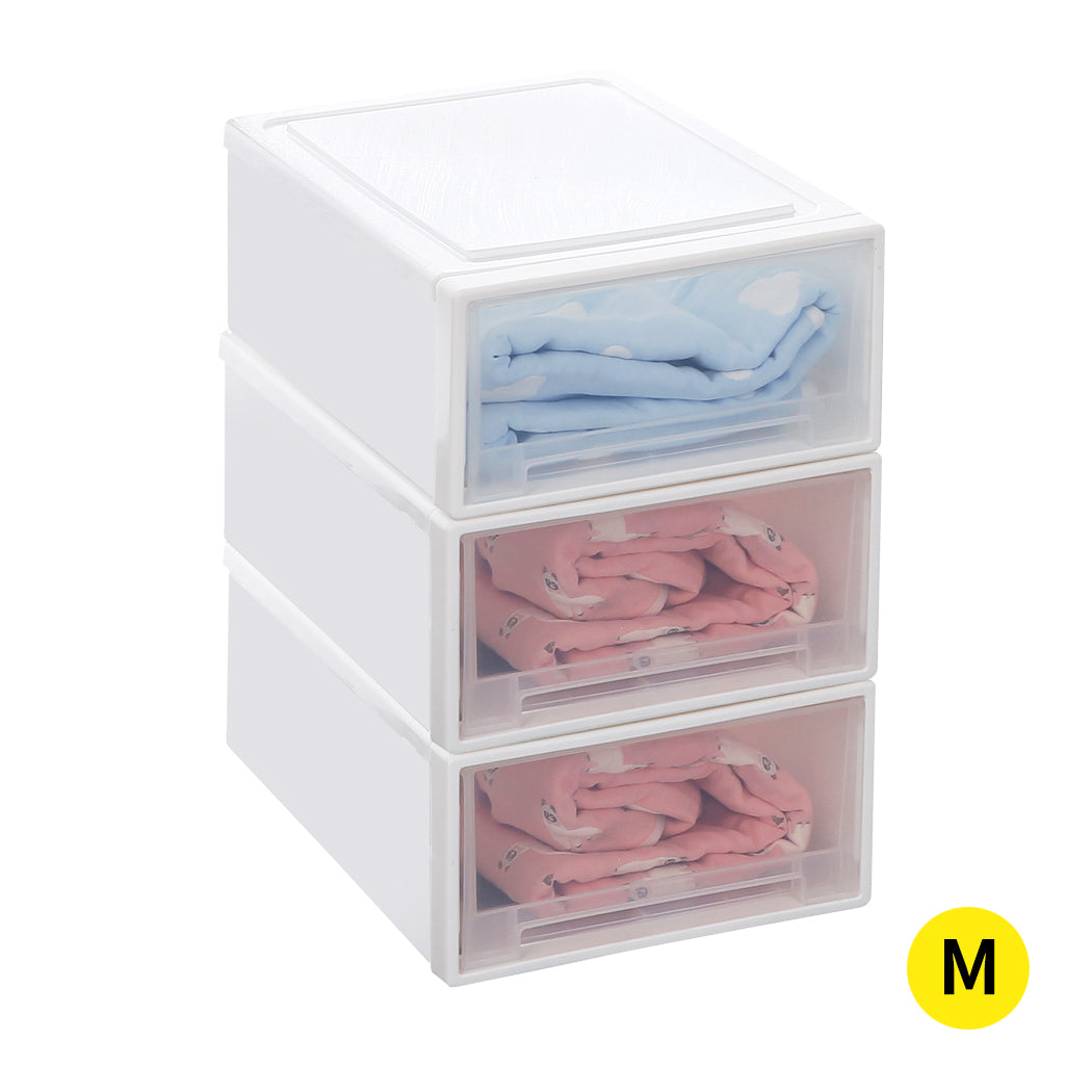 Plastic Storage Box Stackable Containers M 3Pk Medium