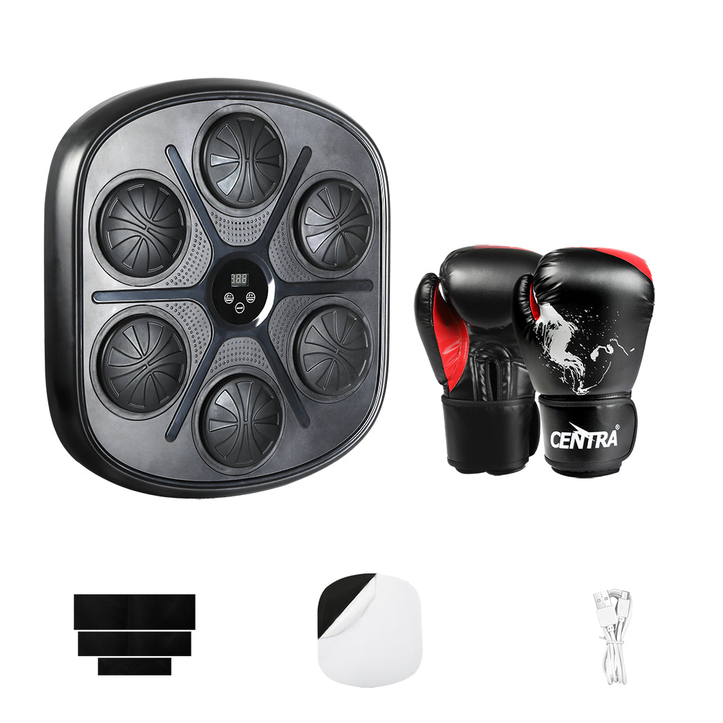 Centra Punching Box With 8 Oz Boxing Glove Wall Mounted Smart Music Trainer Black