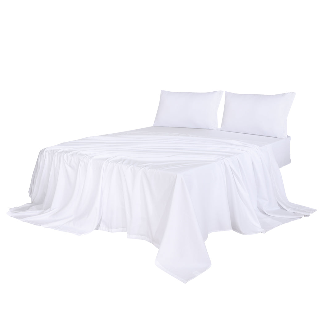 Dreamz 4Pcs Queen Size Bamboo Bed Sheet Set Soft White Breathable Eco Friendly