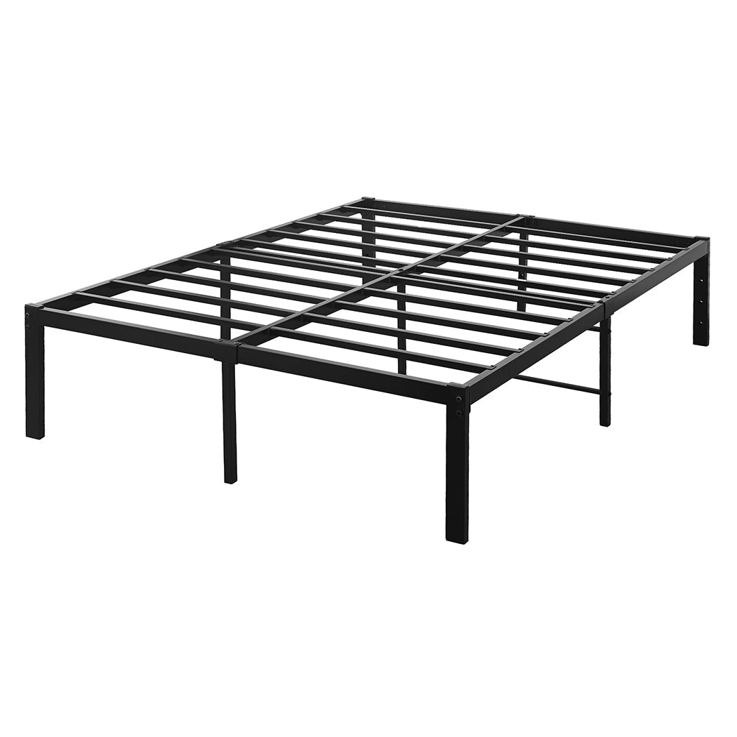 137Cm X 190Cm 40Cm Metal Bed Frame Heavy Duty Storage Space Black