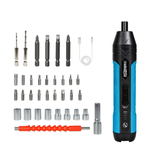 Traderight 4V 37Pcs Cordless Screwdriver 1500Mah 300Rpm