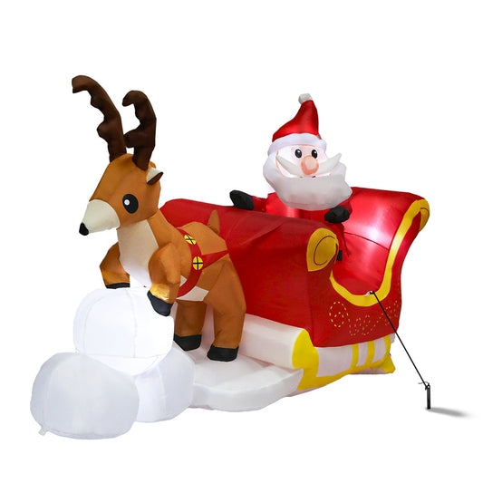 Santaco Christmas Inflatables Outdoor Claus Reindeer Sleigh Lights Decor