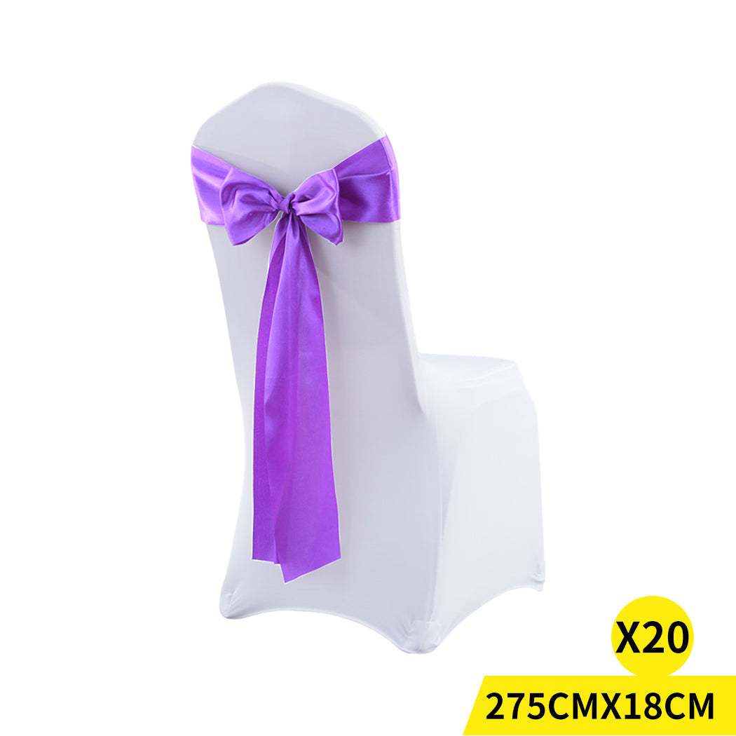 20X Multicoloured Satin Chair Sashes Lavender