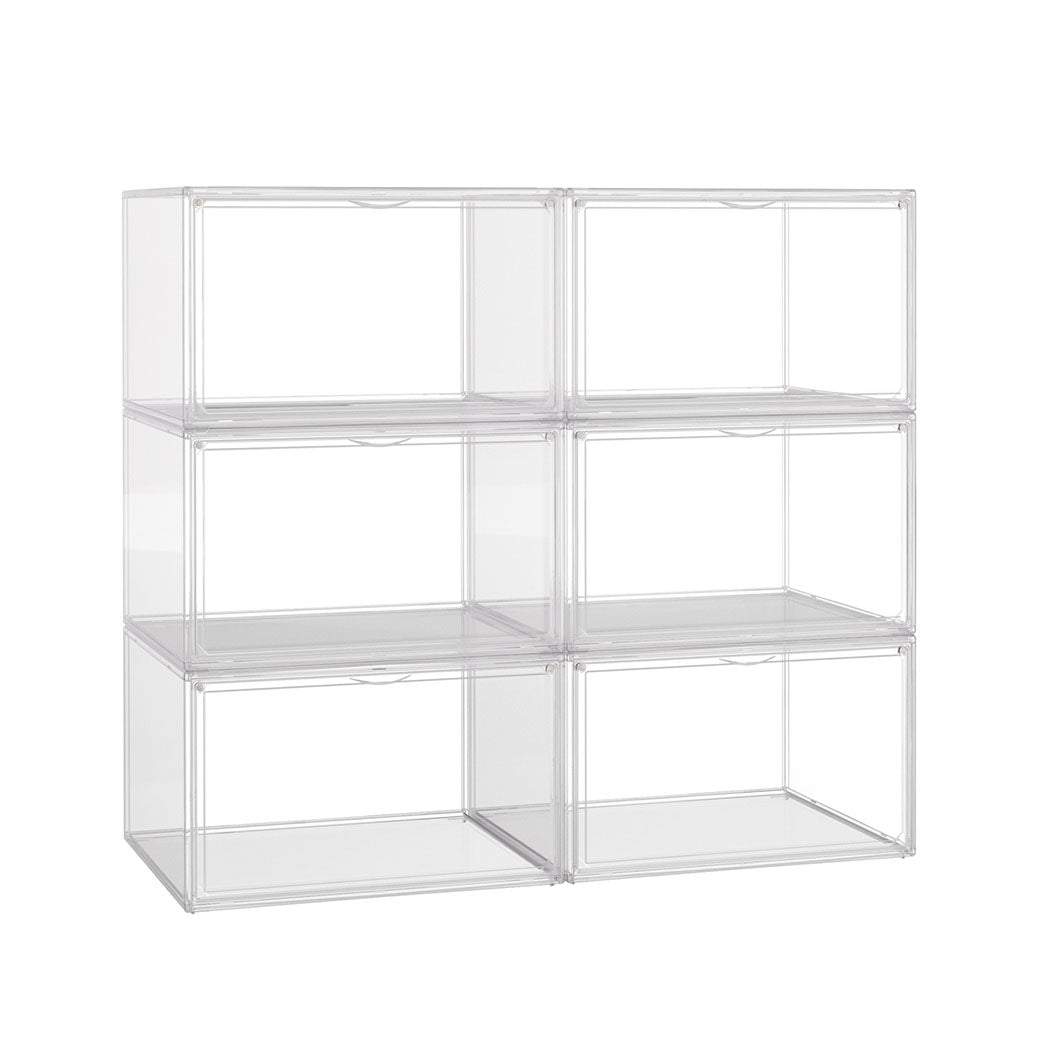 Stacked 6Pc Shoe Box Storage Display Stackable