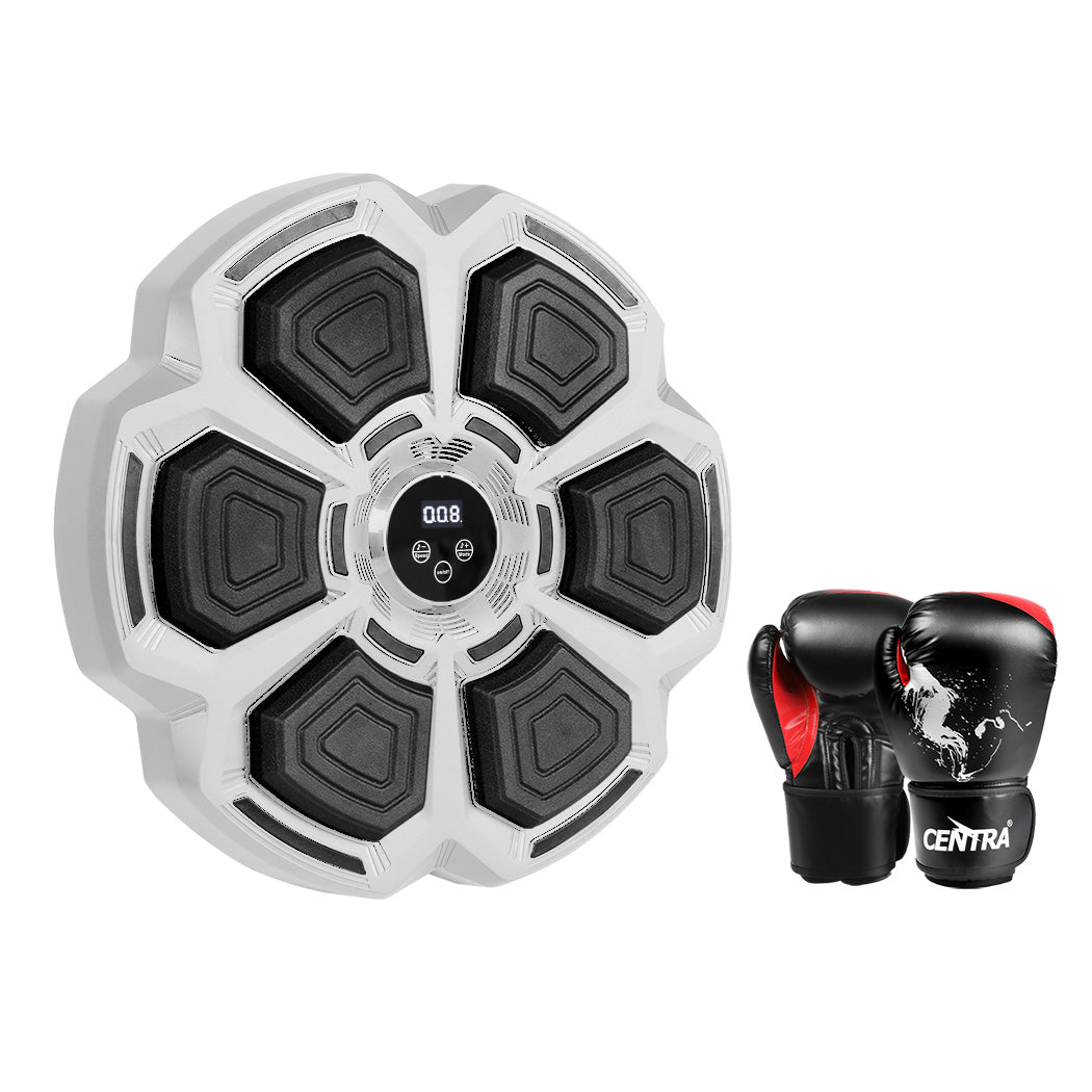 Centra Punching Box With 8Oz Boxing Glove Wall Mounted Smart Music Trainer Grey