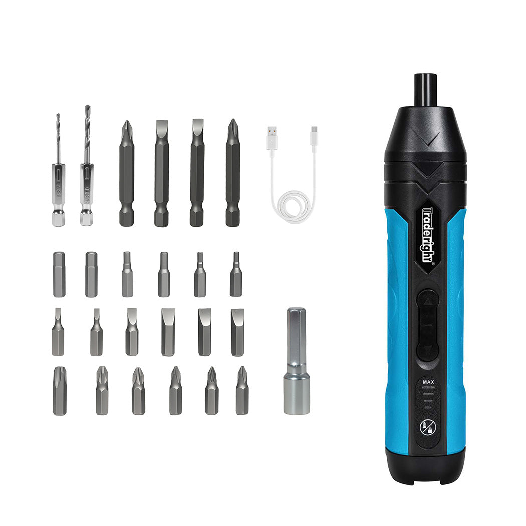 Traderight 4V 26Pcs Cordless Screwdriver 1500Mah 300Rpm