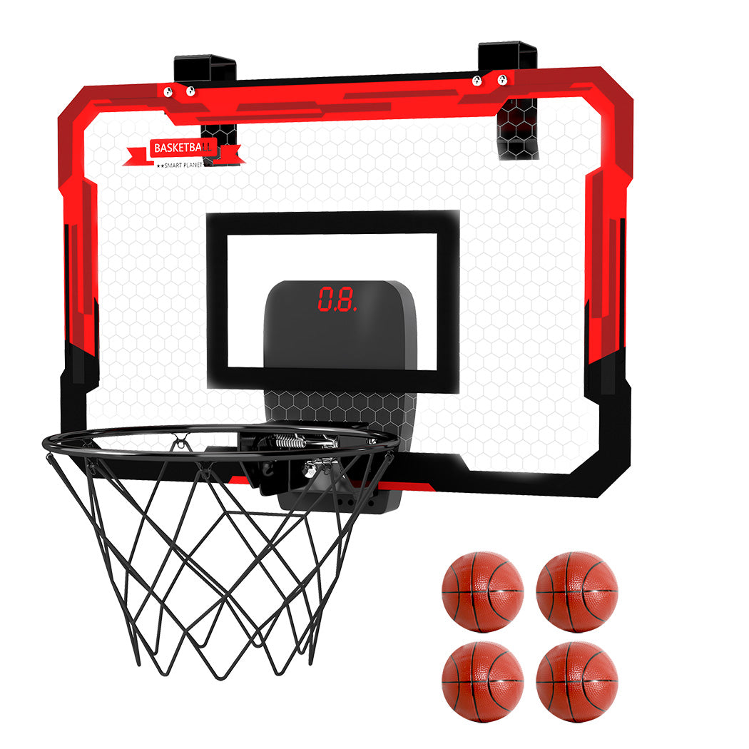 Bopeep Mini Indoor Basketball Hoop Over Door Set With Electronic Scorer And 4 Balls
