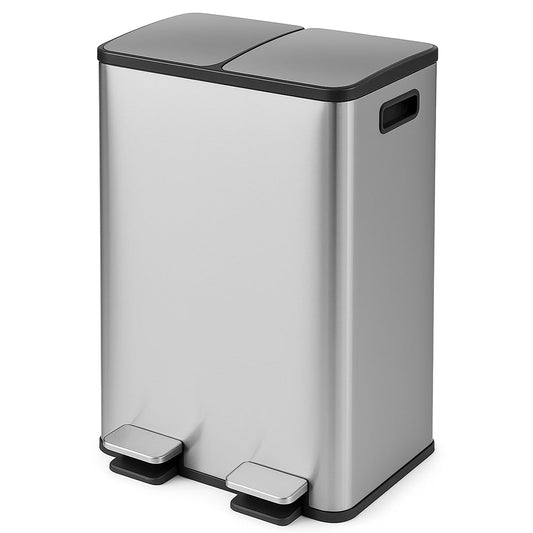 Toque 60L Dual Compartment Stainless Steel Pedal Bin Black & Silver