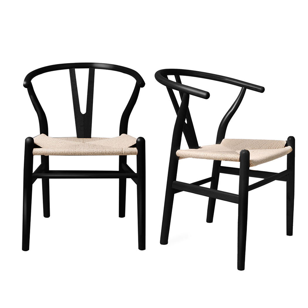 Chic Dining Chairs Set Of 2 Black Finish Modern Comfortable Seating