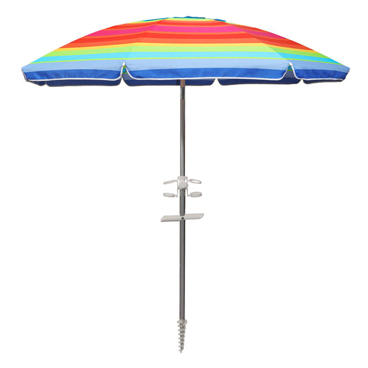 2M Colorful Outdoor Beach Umbrella Sand Shade For Sunny Coastal Relaxation