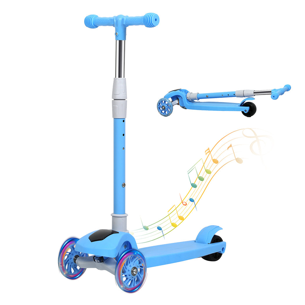 Bopeep Foldable Kids Scooter Led Music Blue