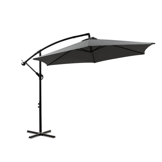 Mountview 3M Cantilever Outdoor Umbrella Grey Stylish Shade For Patio And Garden Spaces