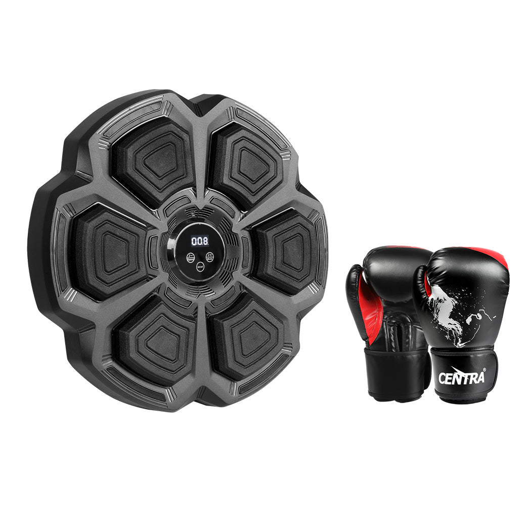 Centra Punching Box With 8Oz Boxing Glove Wall Mounted Smart Music Trainer Black