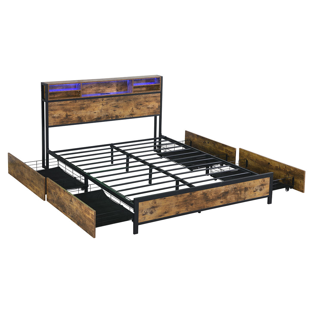 Queen Size Bed Frame Modern Durable Base For Comfortable Sleep And Bedroom Style