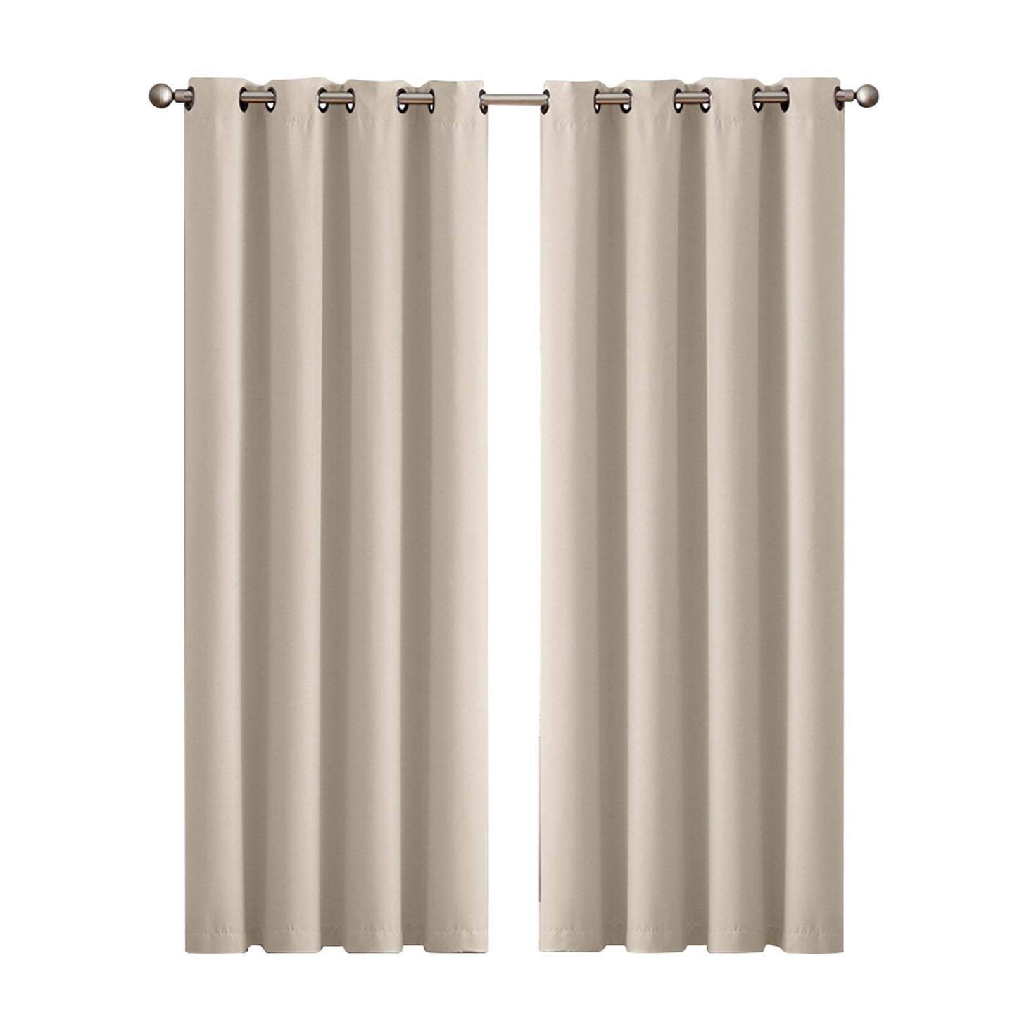 2X Blockout Curtains Panels 3 Layers Beige