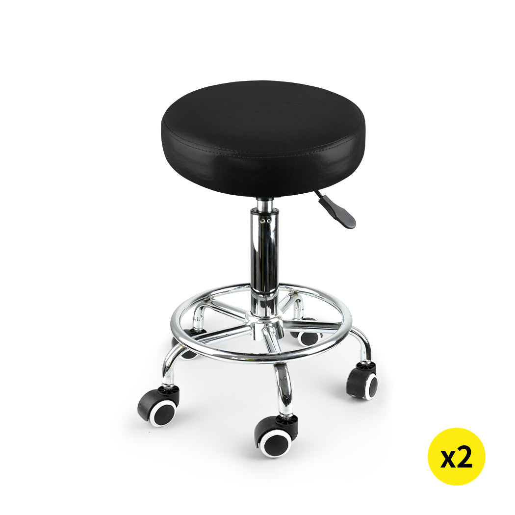 2X Swivel Salon Barstool Hairdressing Black