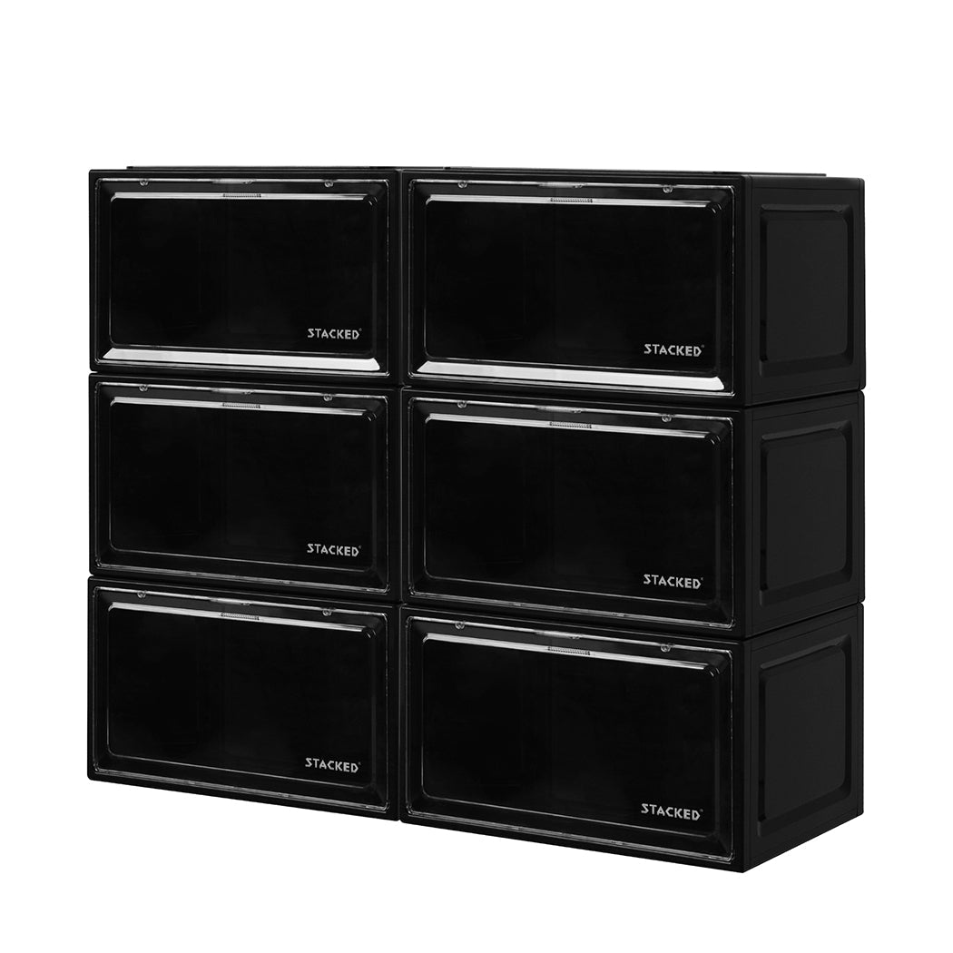 Stacked Shoe Box Acrylic Sneaker Display 6Pc Black