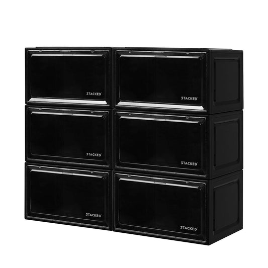 Stacked Shoe Box Acrylic Sneaker Display 6Pc Black