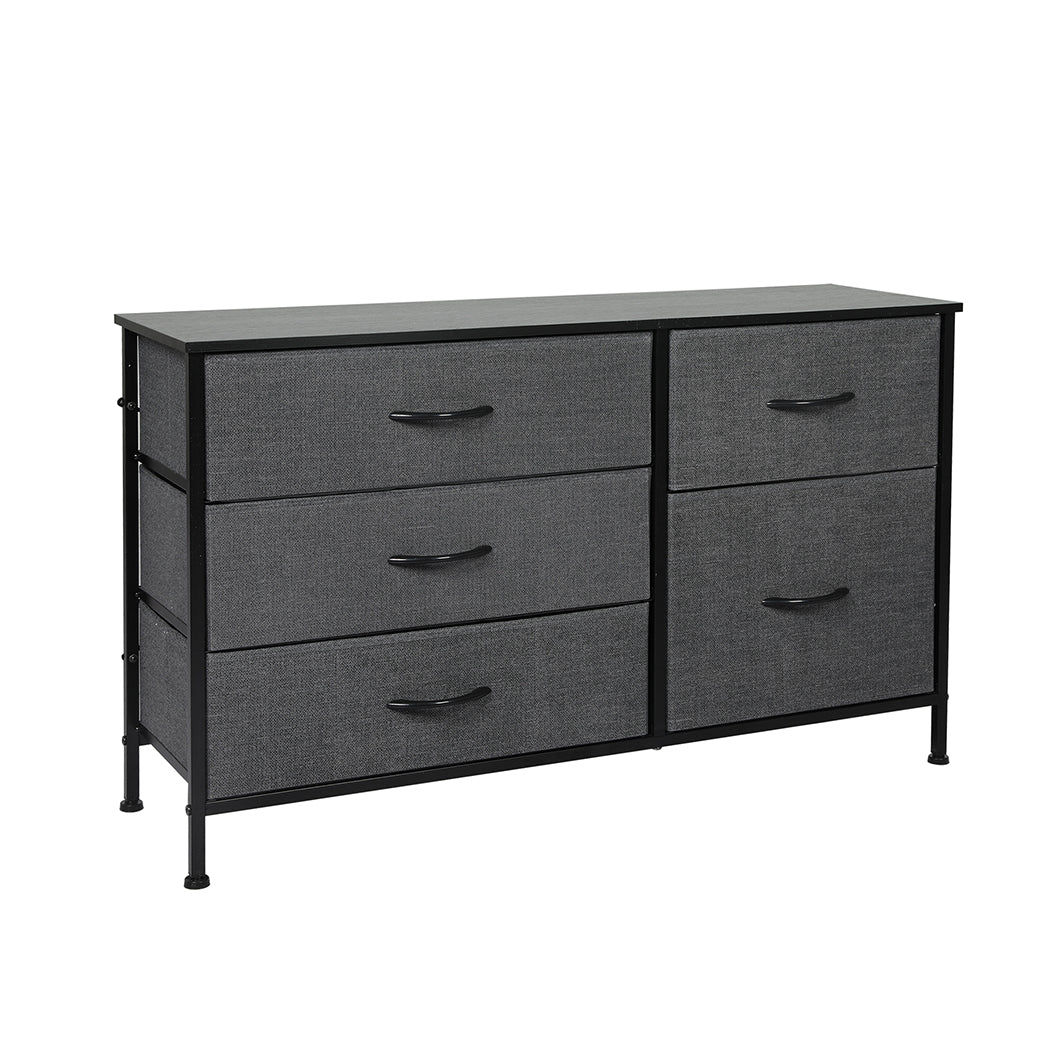 Storage Cabinet Tower Chest 5 Drawers Dark Grey