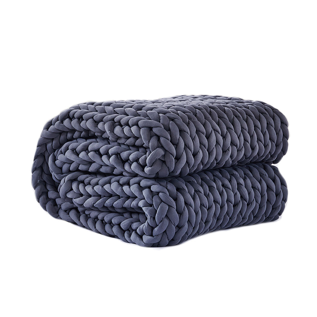 Dreamz Knitted Weighted Blanket Chunky Dark Grey Queen 9Kg