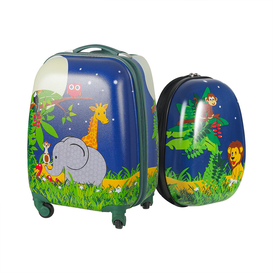 Bopeep 16''13'' 2Pcs Kids Luggage Backpack Set Jungle
