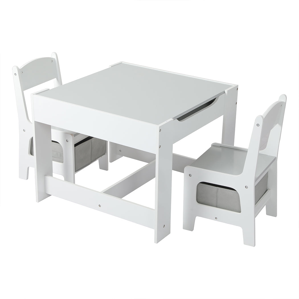 Bopeep Kids Table And Chairs Set Storage White Grey
