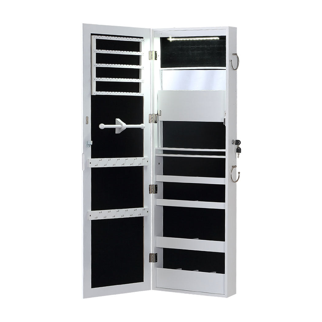 37Cm X 9Cm 122Cm Mirror Jewellery Cabinet Jewelry White