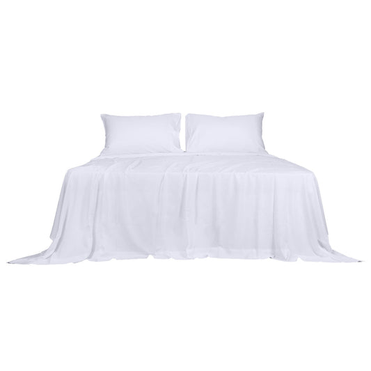 Dreamz 4Pcs Double Size 100% Bamboo Bed Sheet Set In White Colour Soft Cool Hypoallergenic