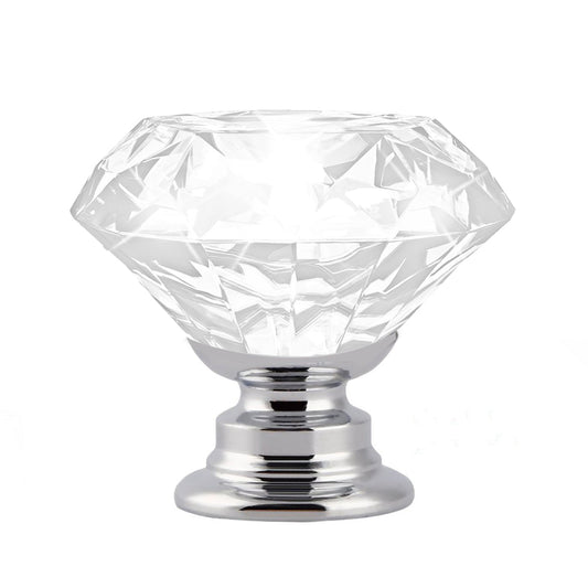 16 Pcs Clear Crystal Knobs Diamond 40Mm Large Transparent