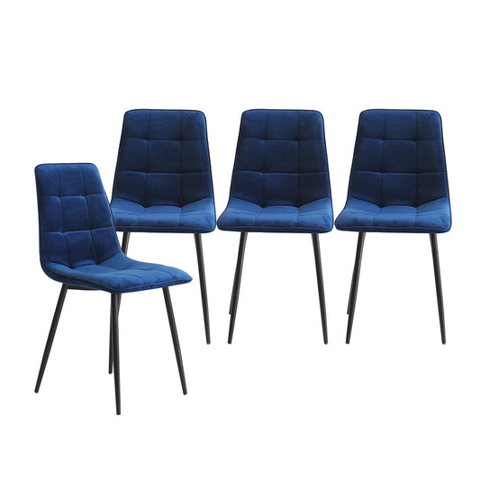 Velvet Blue 4 Piece Dining Chairs Set For Kitchen Modern Comfort And Style