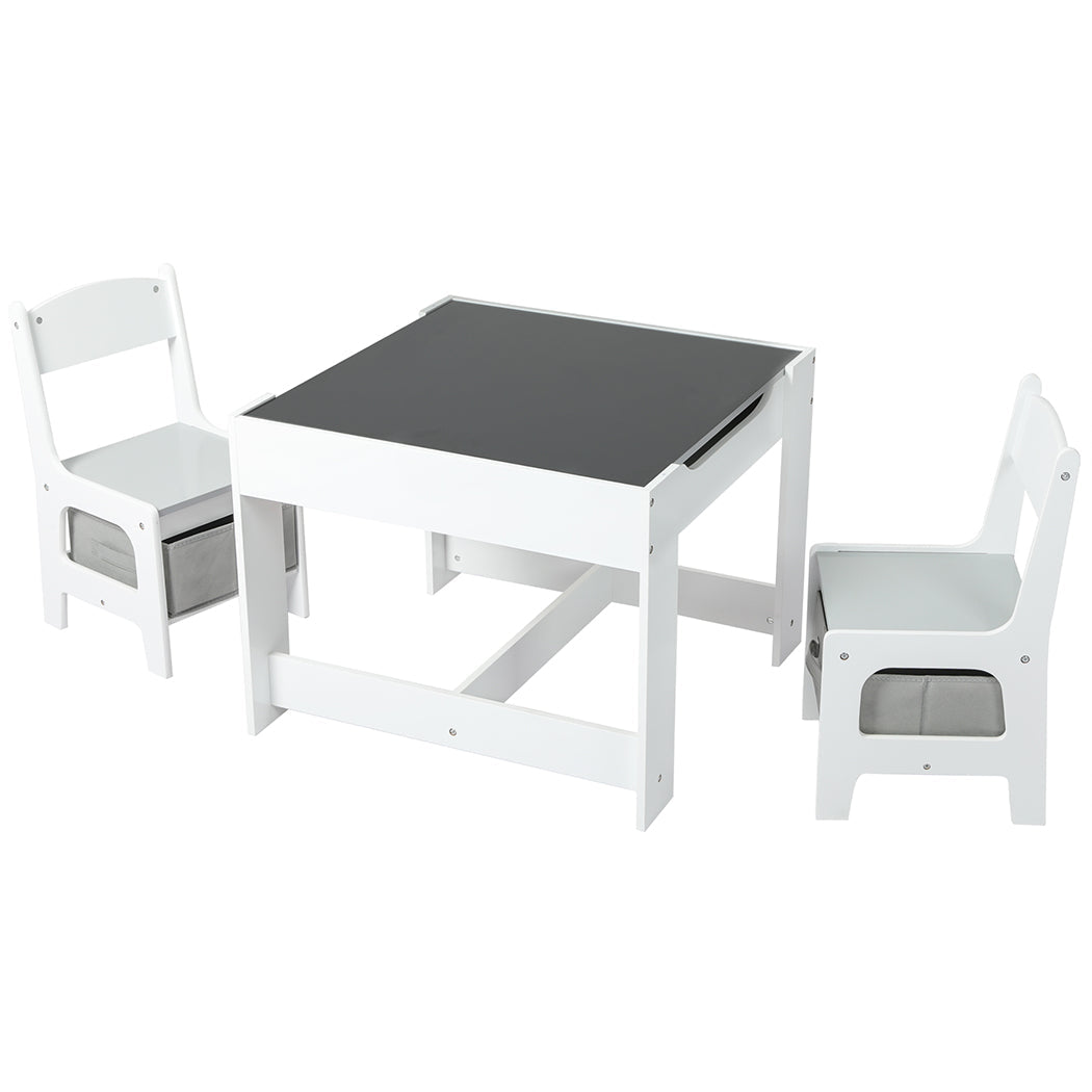Bopeep Kids Table And Chairs Set Storage White Grey