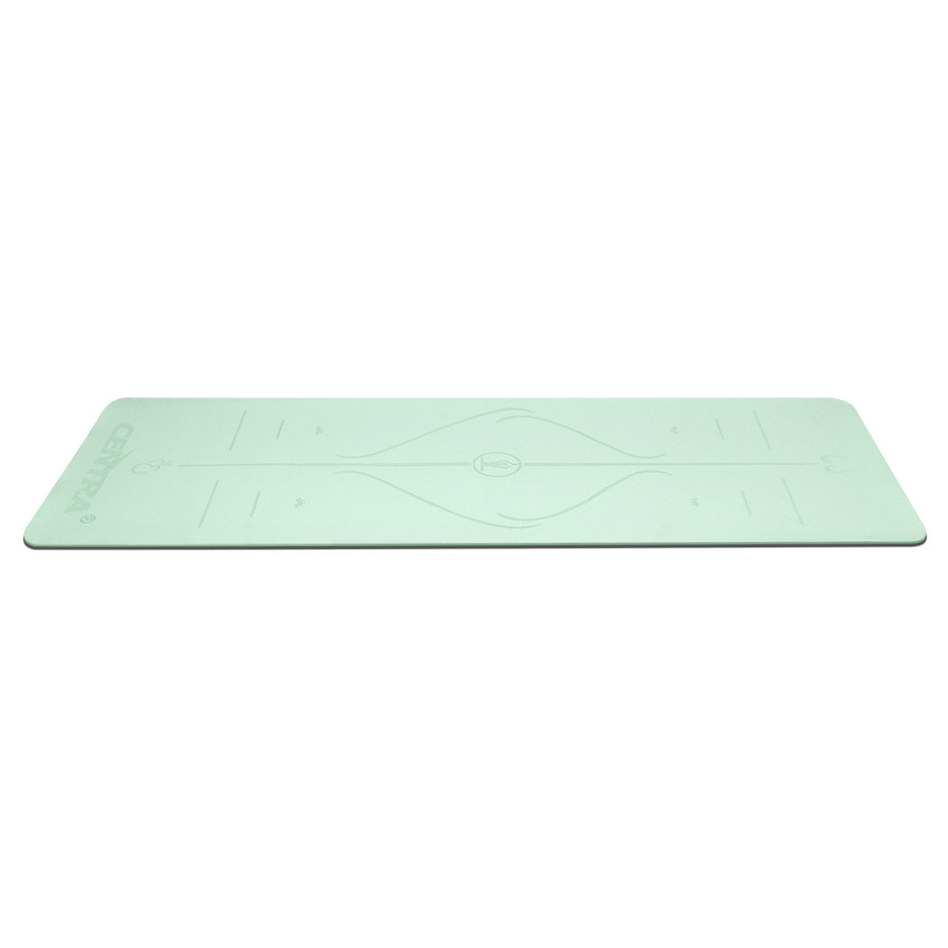 Yoga Mat Dual Colour Body Position Lines Mint Green