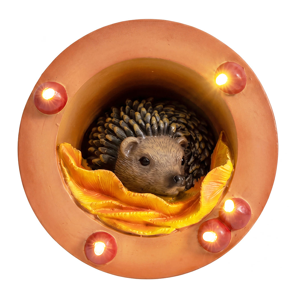 Emitto Hedgehog Solar Garden Statue Light Hand Painted Outdoor Decor