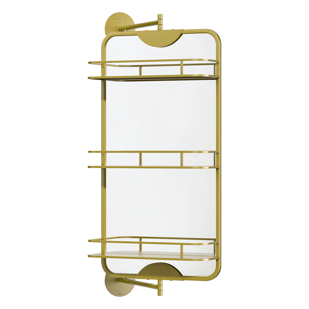 Yezi 360 Swivel Bathroom Wall Mirrors With Storage Gold