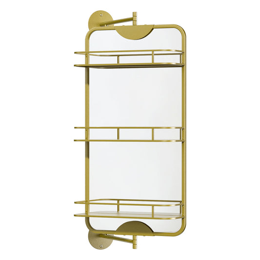 Yezi 360 Swivel Bathroom Wall Mirrors With Storage Gold
