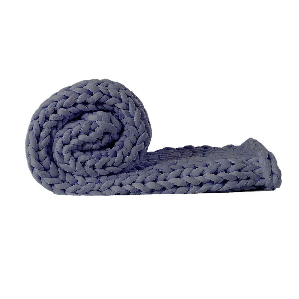 Dreamz Knitted Weighted Blanket Chunky Dark Grey Double 7Kg