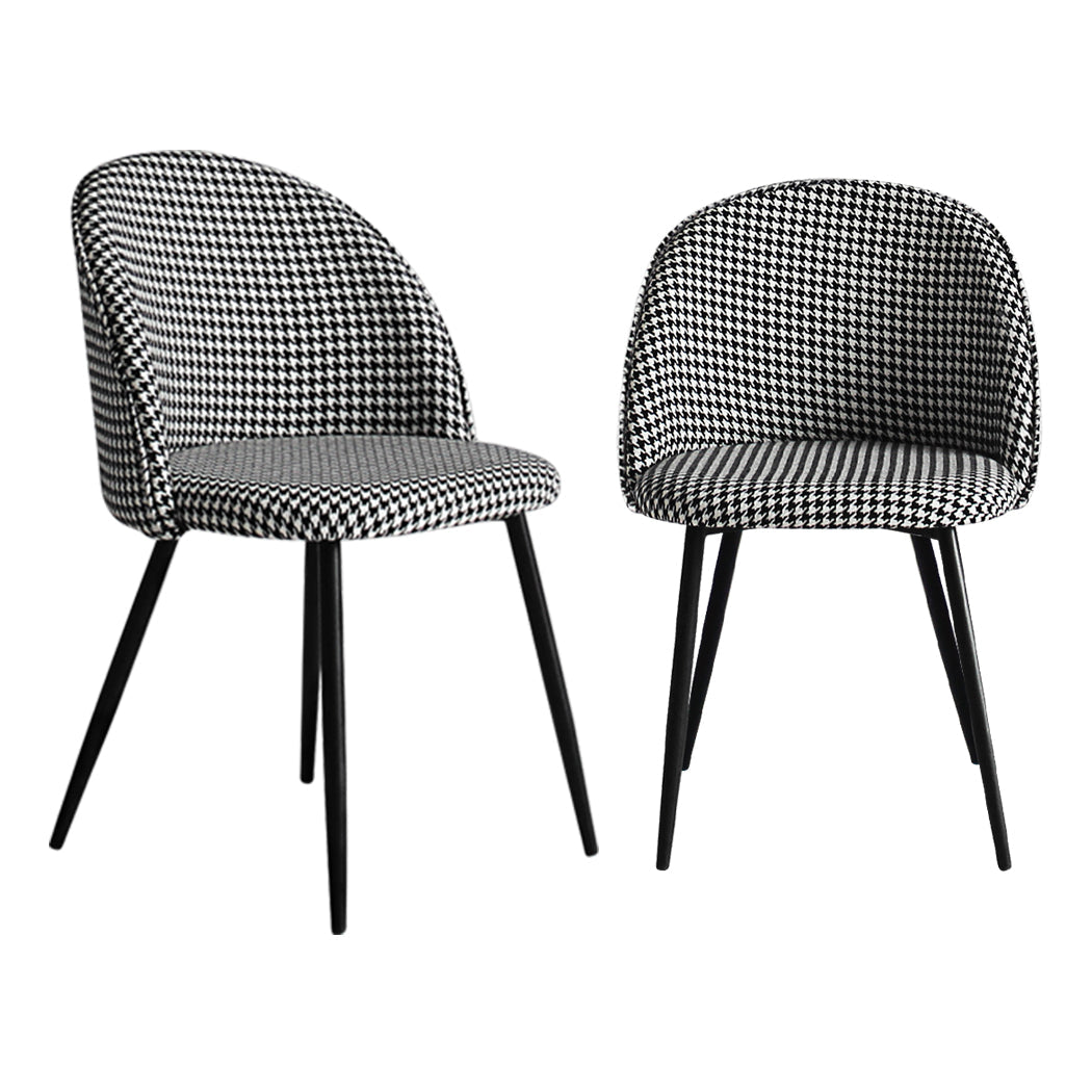 Set Of 2 Dining Chairs Black And White For Kitchen Or Cafe Stylish Seating Solution