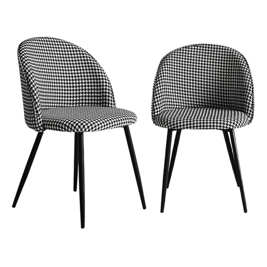 Set Of 2 Dining Chairs Black And White For Kitchen Or Cafe Stylish Seating Solution