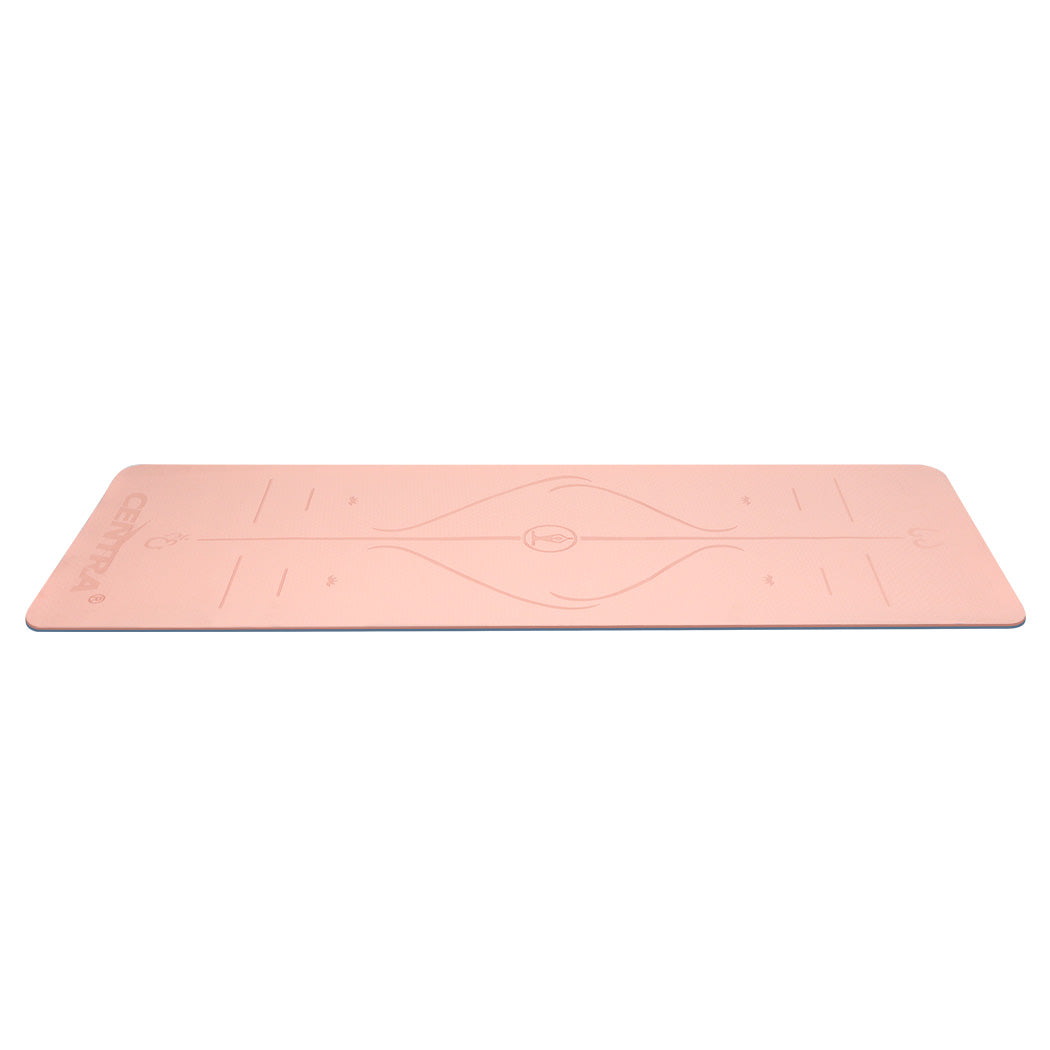 Yoga Mat Dual Colour Body Position Lines Pink