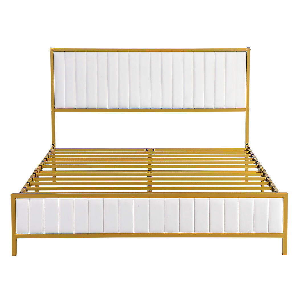 209Cm X 154Cm 106Cm Metal Bed Frame Under Storage Queen Beige