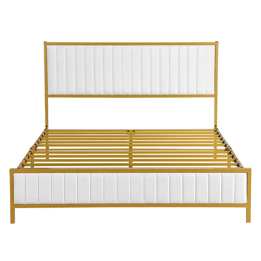 209Cm X 154Cm 106Cm Metal Bed Frame Under Storage Queen Beige