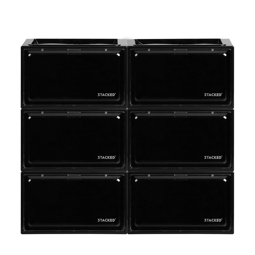 Stacked Shoe Box Acrylic Sneaker Display 6Pc Black