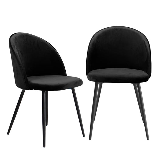 Set Of 2 Black Dining Chairs For Kitchen Or Cafe Modern Comfortable Seating Option