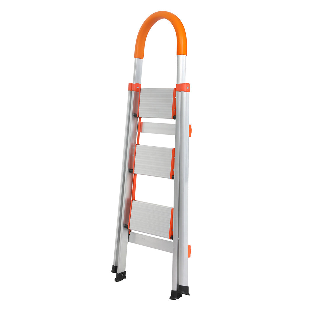 Traderight 3 Step Ladder Folding Aluminium