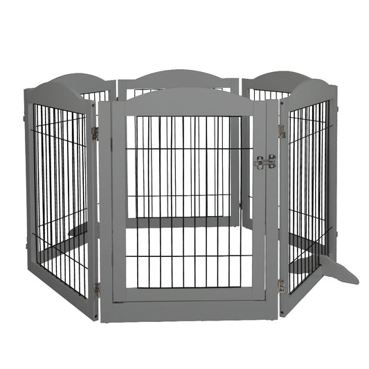Pawz 6 Panels Pet Dog Playpen Puppy Grey Secure And Spacious Area For Pets To Rest