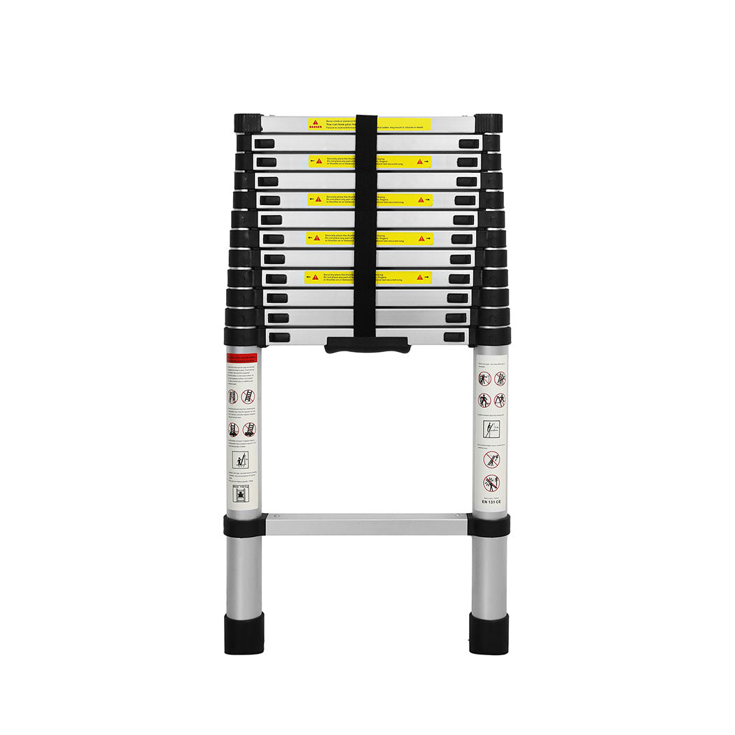 Traderight Multipurpose Ladder Telescopic 3.8M Silver Meter