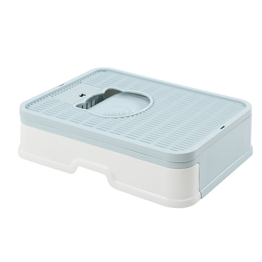 Pawz Foldable Cat Litter Box Tray Enclosed Blue Compact And Convenient For Cats