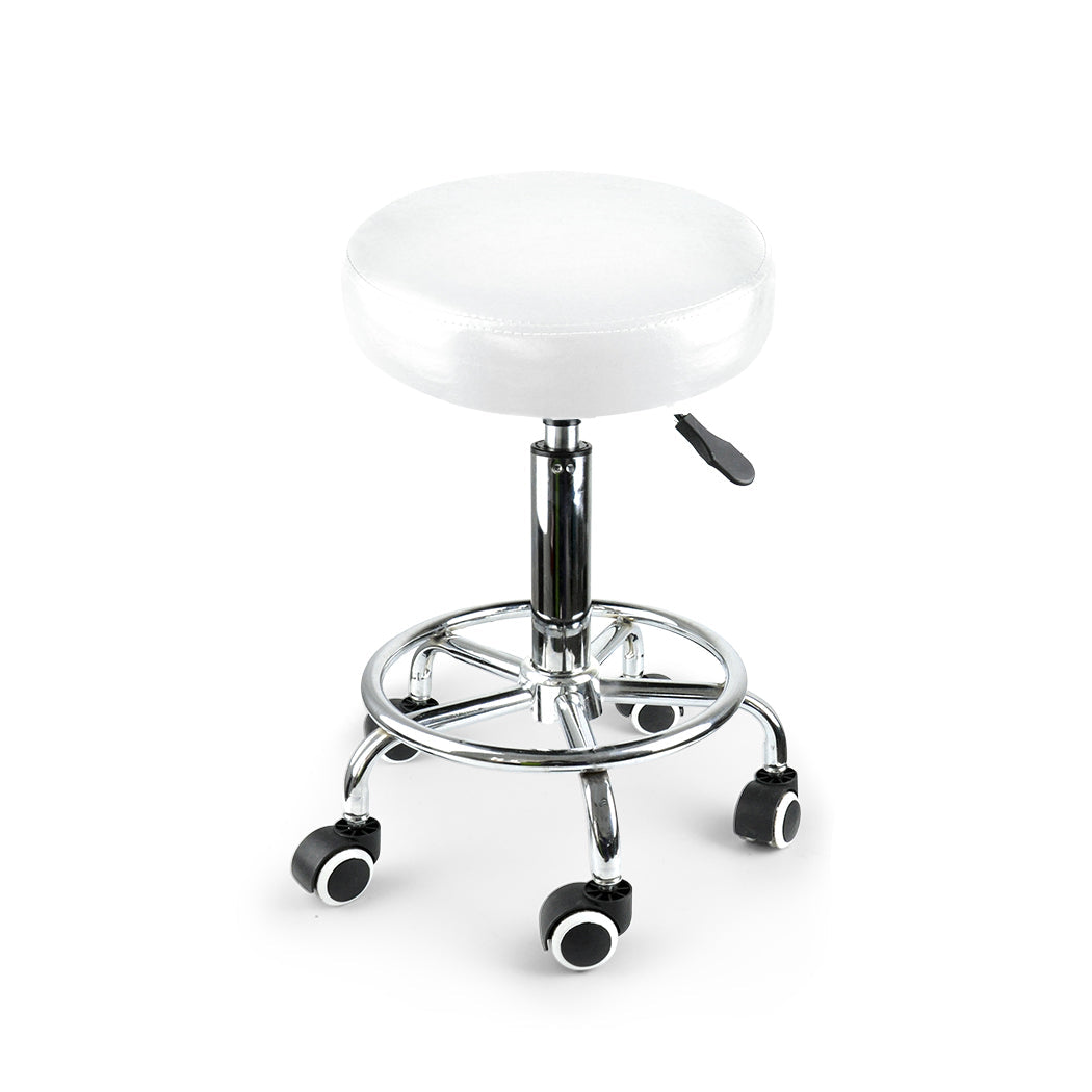 2X Swivel Salon Barstool Hairdressing White