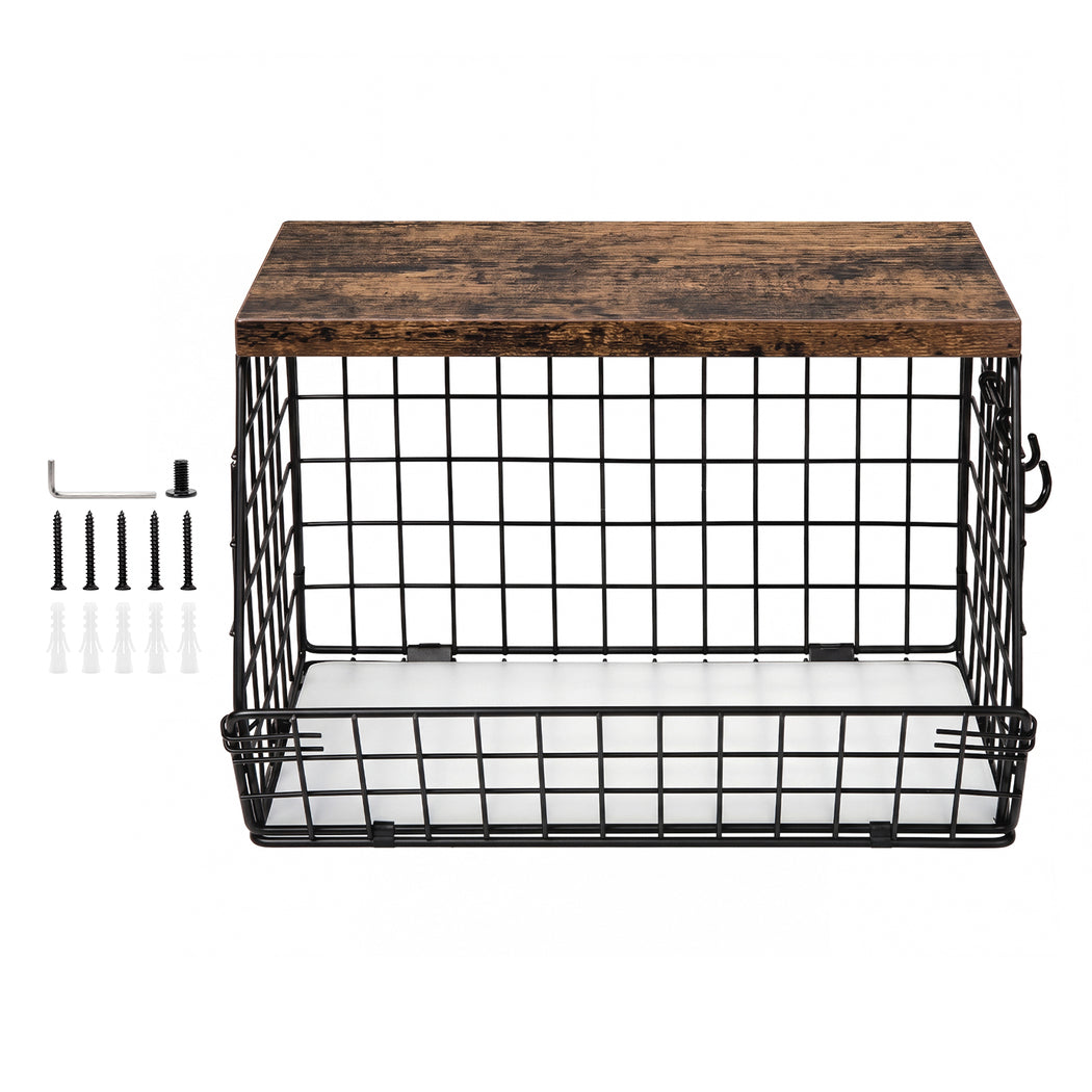 Toque 2Pcs Stackable Wall Mounted Kitchen Fruit Storage Basket With Wood Lid