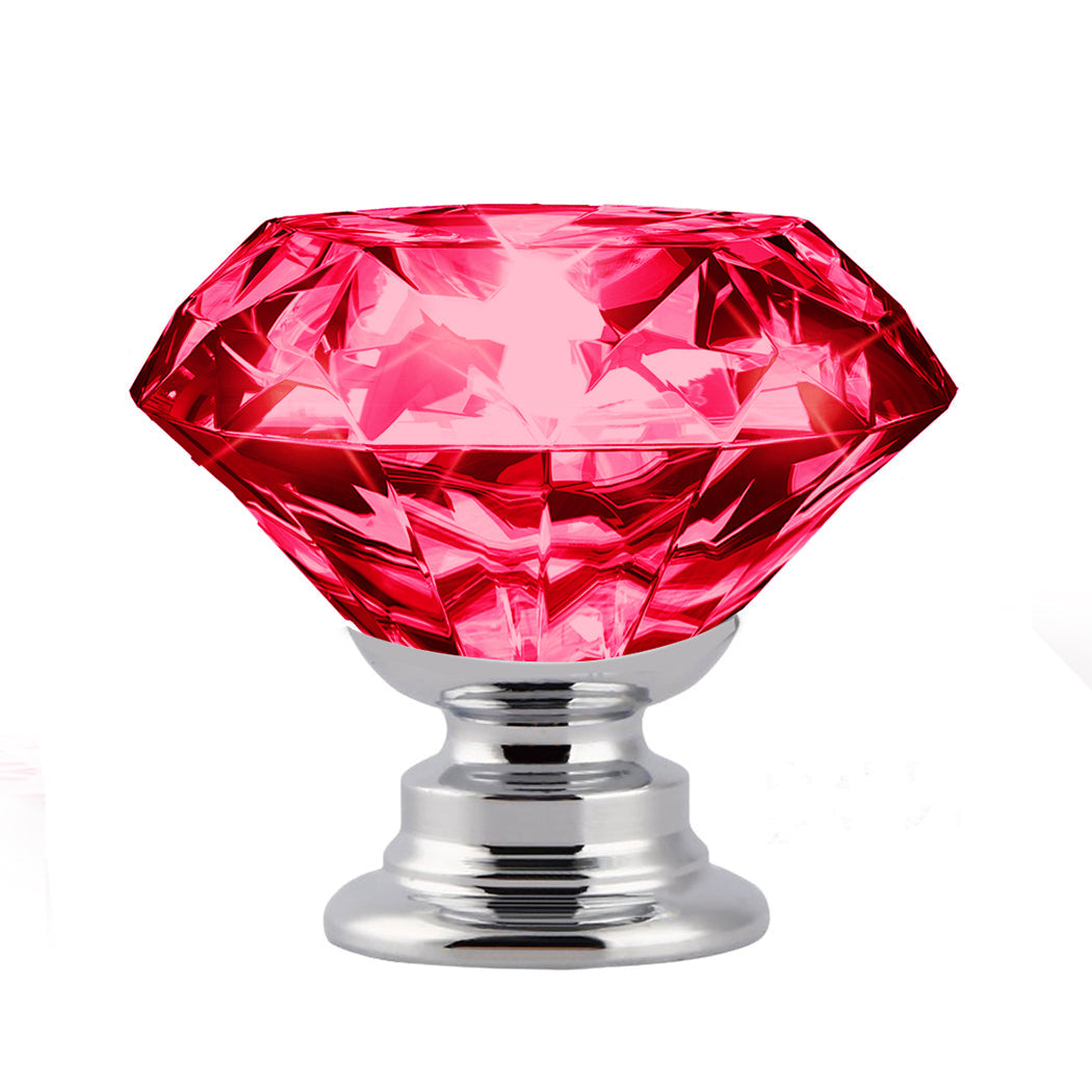 16 Pcs Red Crystal Knobs Diamond 30Mm Small